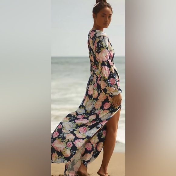 NWOT MAAJI MIDNIGHT GARDEN LONG SLEEVES COVER-UP WRAP DRESS - Picture 4 of 10